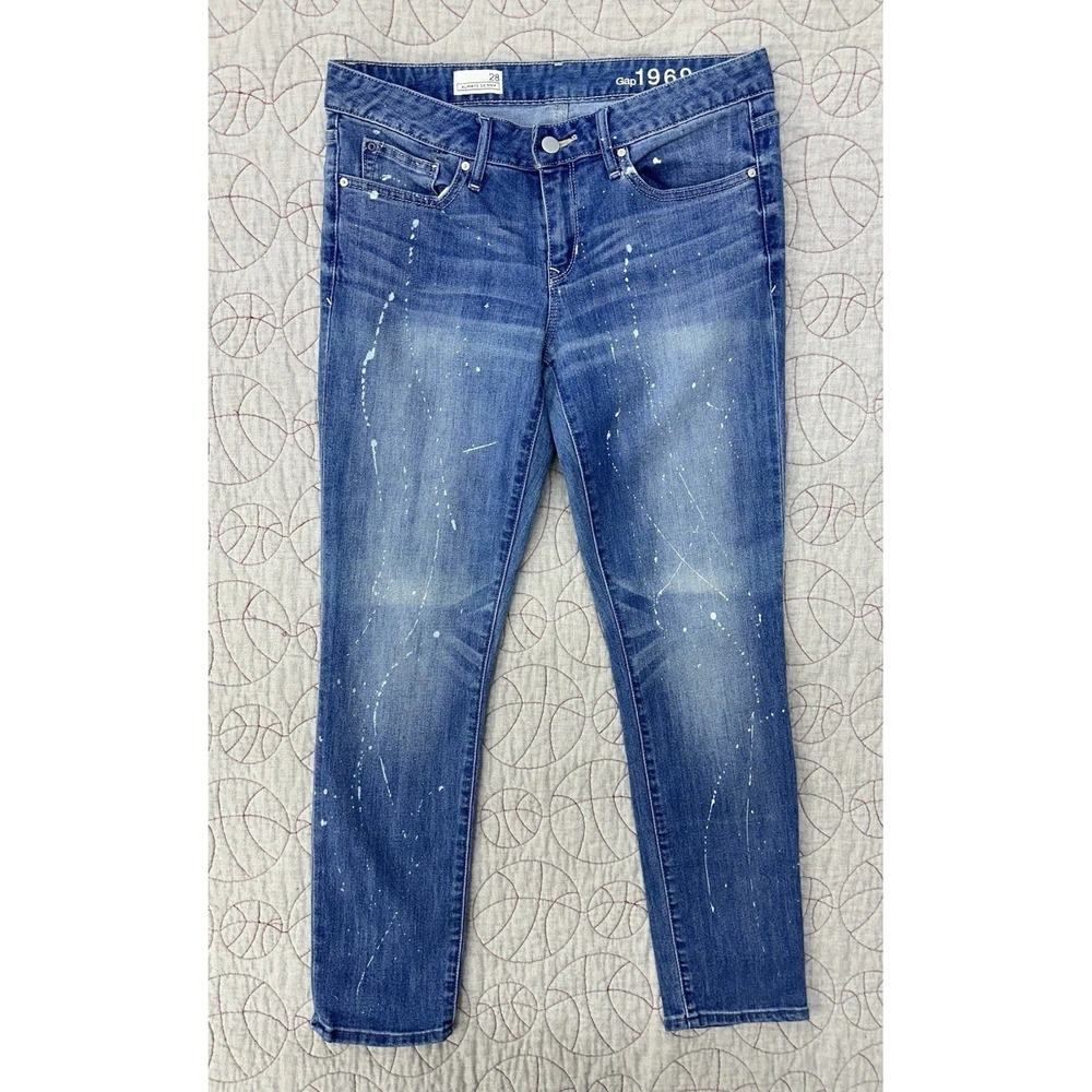 Gap Jeans White Retro Splatter Paint Always Skinny Jeans / Women’s 28
